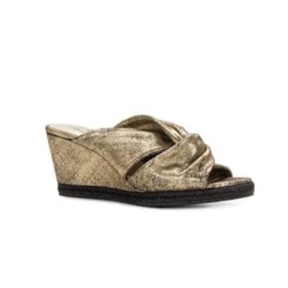 Patricia Nash Ricarda Espadrille Wedge metallic gold leather size 10